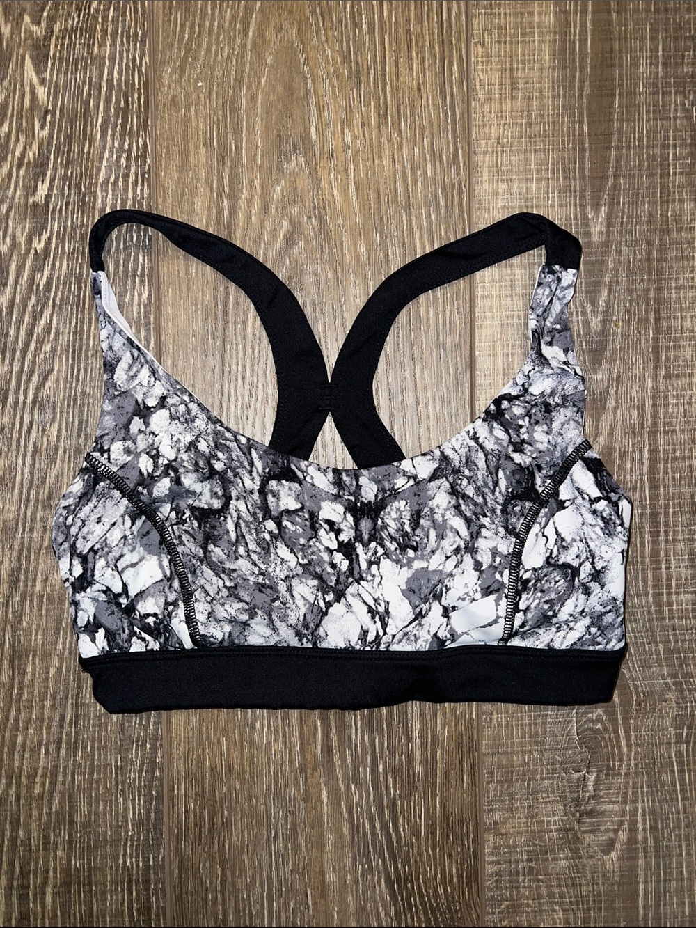 Forever 21 Black & White Marble Racerback Sports Bra